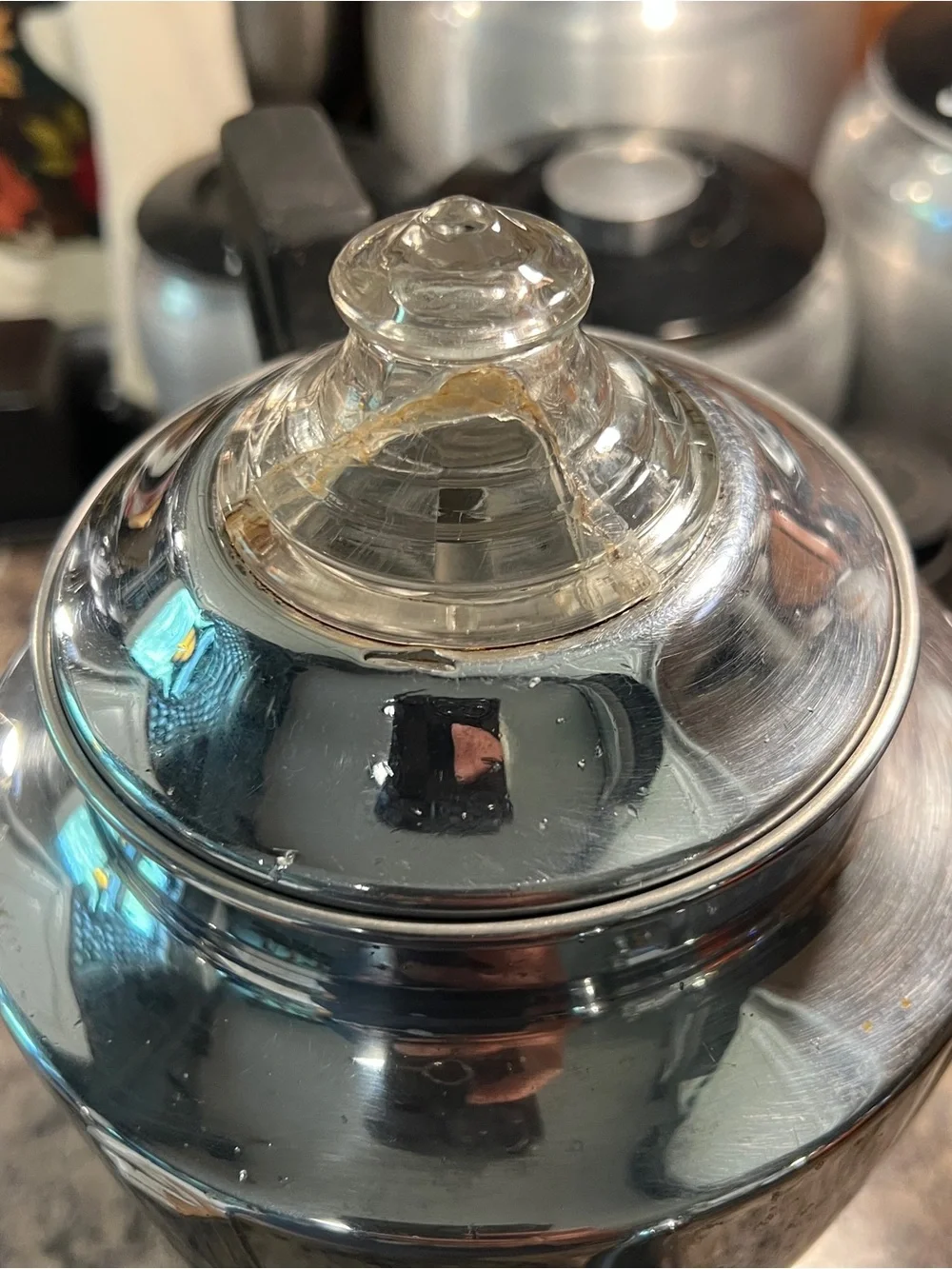 Vintage Mirro Pedestal Percolator with Black Handle